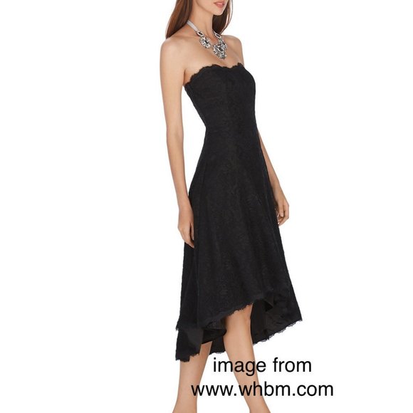 White House Black Market Black Lace Asymmetric Hem Party Dress Sz 0 NWT $240 - Picture 12 of 13